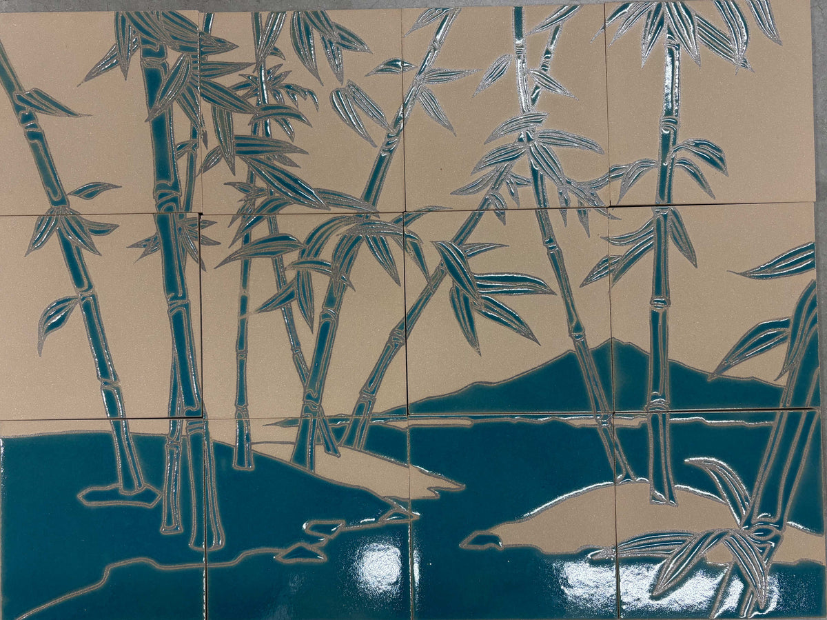 Seconds - Bamboo Island Mural - Teal / Stone