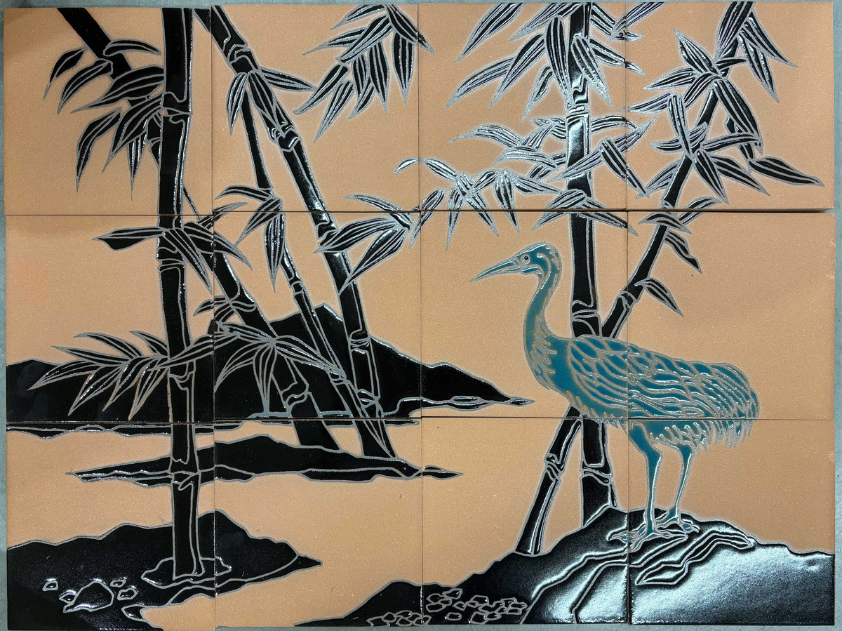 Seconds - Crane Island Mural - Black / Terracotta